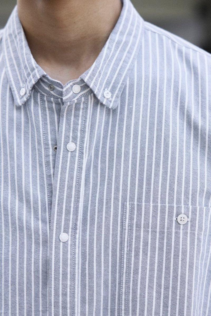 striped button down shirt / オックスフォード地ストライプシャツ N4137 - NNine