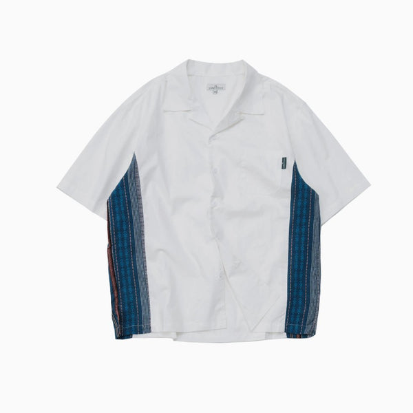 Striped patchwork open collar shirt N3769 - NNine