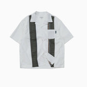 Striped patchwork open collar shirt N3769 - NNine