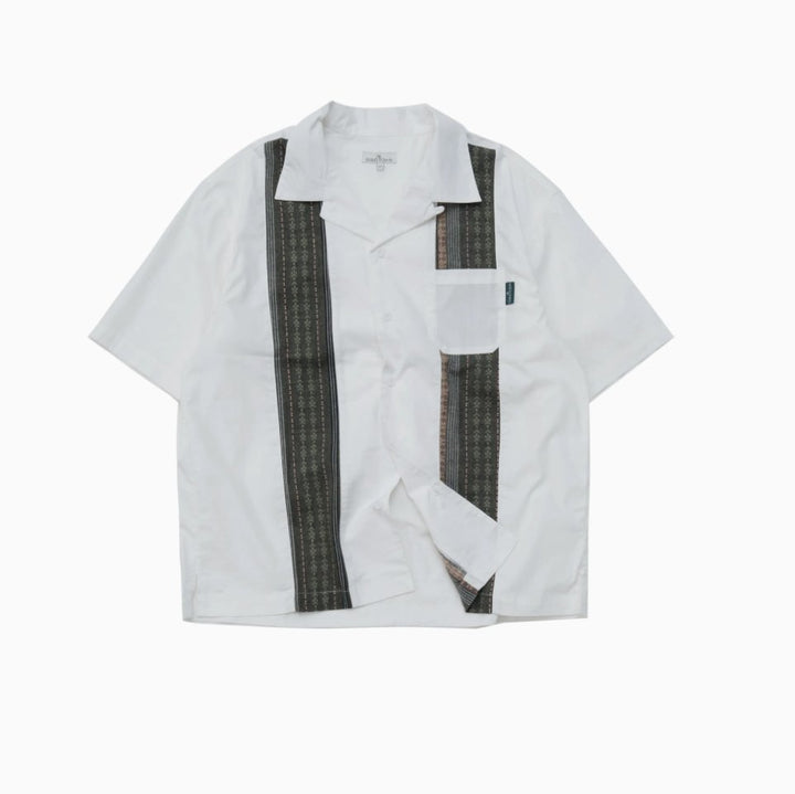 Striped patchwork open collar shirt N3769 - NNine
