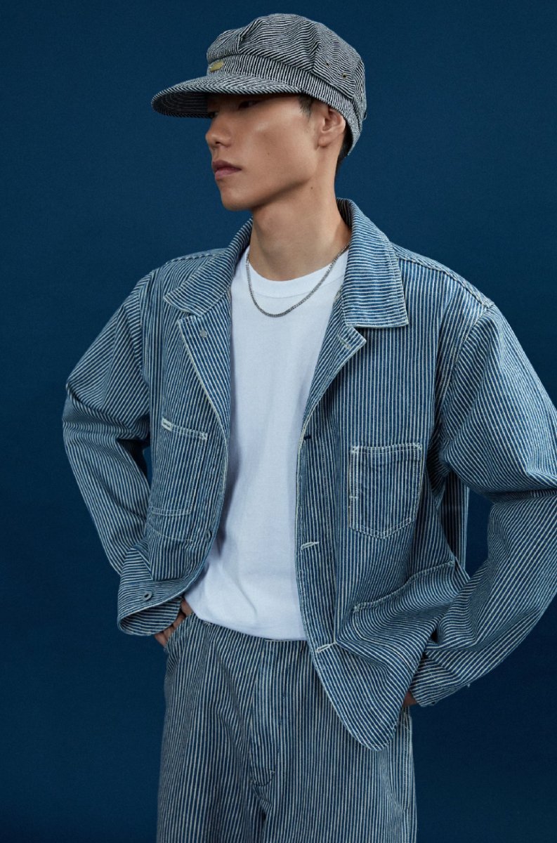 striped retro work jacket N3316 - NNine