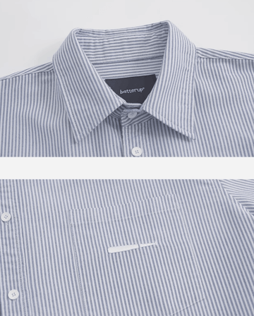 ブルーストライプ 半袖シャツ ウェルトポケット リラックス / Striped