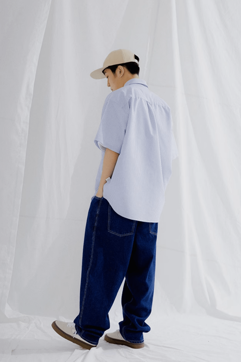 ブルーストライプ 半袖シャツ ウェルトポケット リラックス / Striped SS Shirt N5475 - メンズファッション通販 NNine(ナイン)