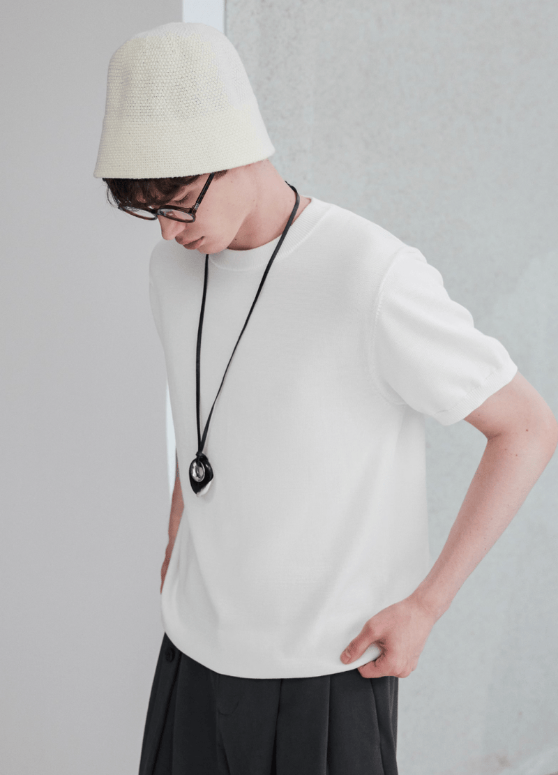 summer knit / サマーニット 半袖 クルーネック きれいめ N5305 - ファッション通販 NNine(ナイン)