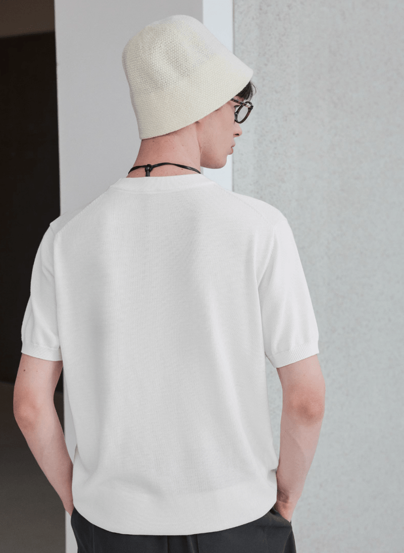 summer knit / サマーニット 半袖 クルーネック きれいめ N5305 - ファッション通販 NNine(ナイン)