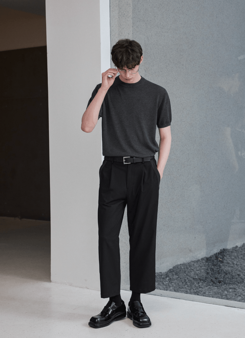 summer knit / サマーニット 半袖 クルーネック きれいめ N5305 - ファッション通販 NNine(ナイン)