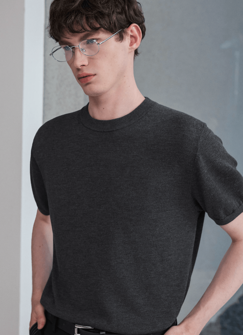 summer knit / サマーニット 半袖 クルーネック きれいめ N5305 - ファッション通販 NNine(ナイン)