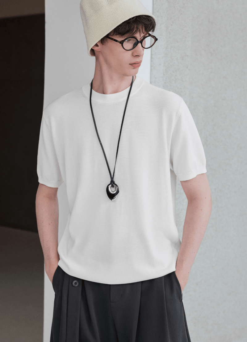 summer knit / サマーニット 半袖 クルーネック きれいめ N5305 - ファッション通販 NNine(ナイン)