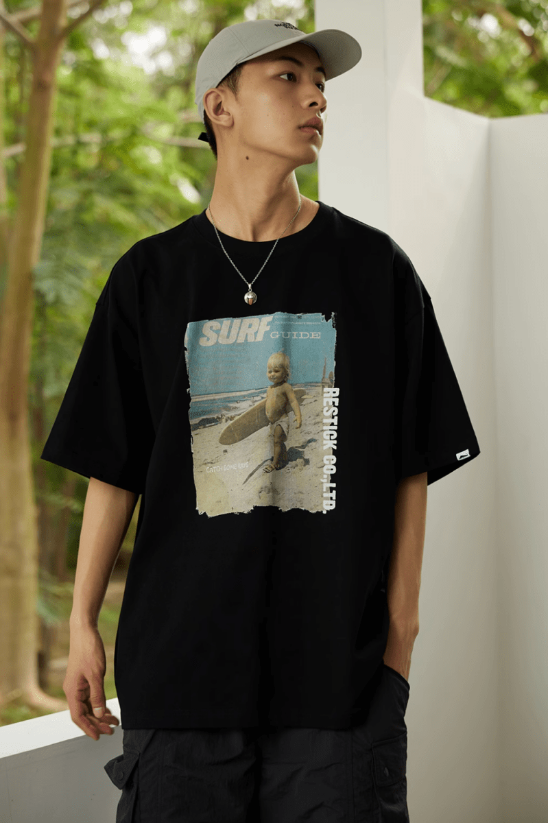 Surf Boy Print T-shirt Vintage / サーフ少年 プリント Tシャツ 半袖 ヴィンテージ N5383 - ファッション通販 NNine(ナイン)