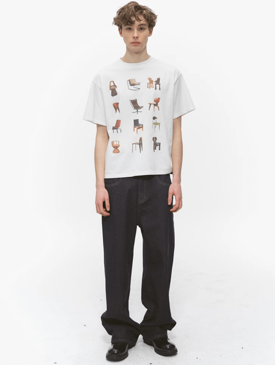 チェアープリントコットンTシャツ メンズ レディース 綿100% 春夏 / Chair Print T-shirt N5452 - メンズファッション通販 NNine(ナイン)