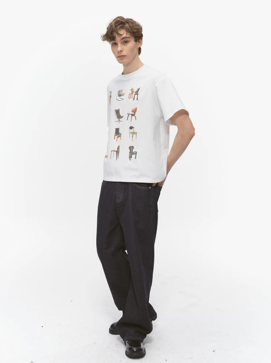 チェアープリントコットンTシャツ メンズ レディース 綿100% 春夏 / Chair Print T-shirt N5452 - メンズファッション通販 NNine(ナイン)