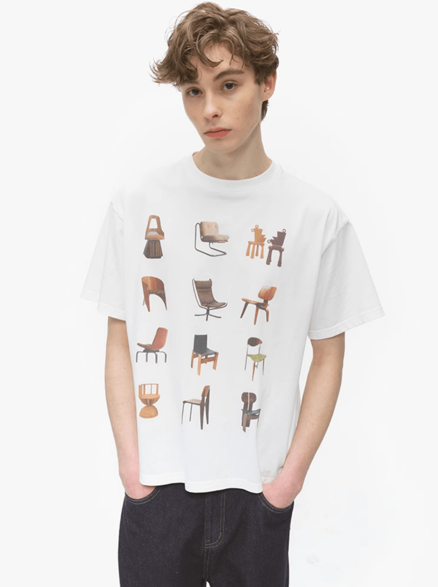 チェアープリントコットンTシャツ メンズ レディース 綿100% 春夏 / Chair Print T-shirt N5452 - メンズファッション通販 NNine(ナイン)