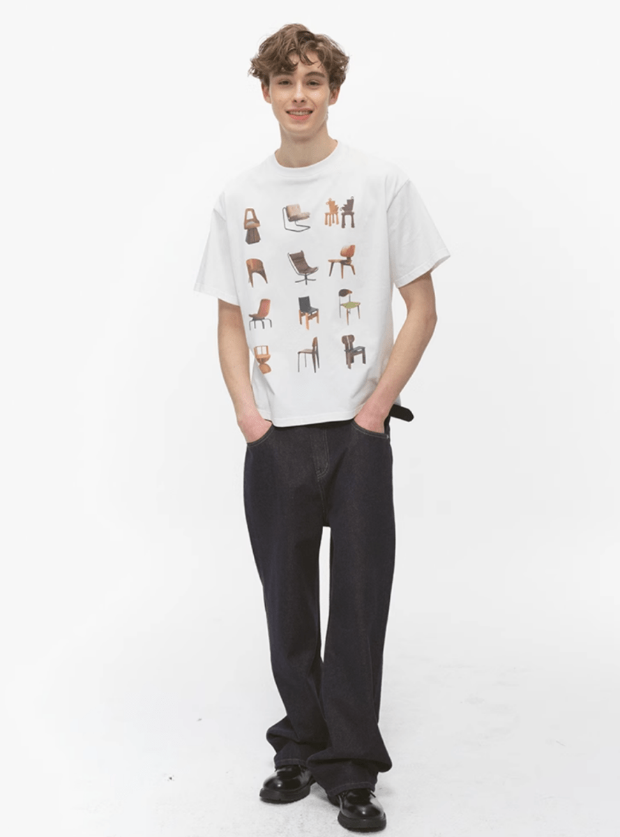 チェアープリントコットンTシャツ メンズ レディース 綿100% 春夏 / Chair Print T-shirt N5452 - メンズファッション通販 NNine(ナイン)