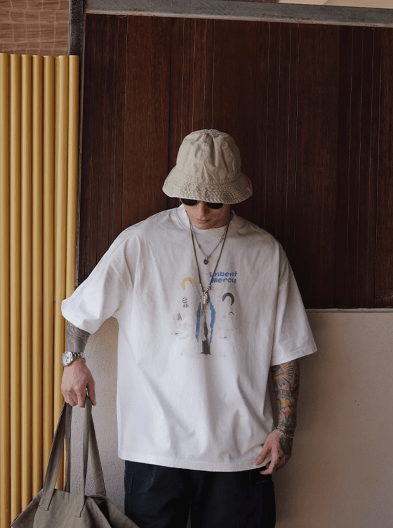 ヴィンテージダーティー加工プリントTシャツ コットン100% メンズ レディース / Vintage T-shirt N5421 - メンズファッション通販 NNine(ナイン)