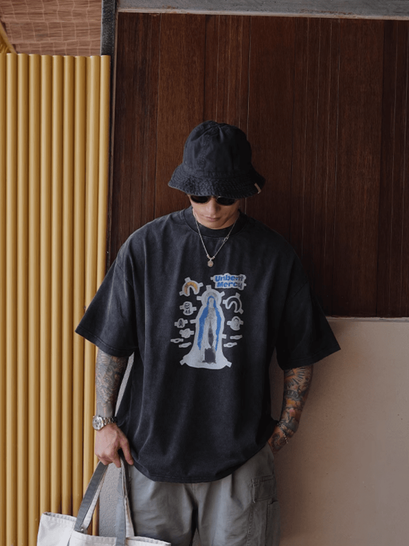 ヴィンテージダーティー加工プリントTシャツ コットン100% メンズ レディース / Vintage T-shirt N5421 - メンズファッション通販 NNine(ナイン)