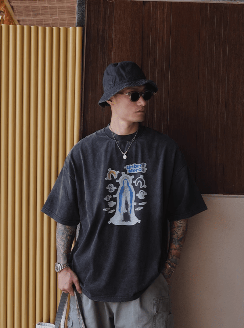 ヴィンテージダーティー加工プリントTシャツ コットン100% メンズ レディース / Vintage T-shirt N5421 - メンズファッション通販 NNine(ナイン)
