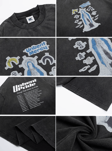 ヴィンテージダーティー加工プリントTシャツ コットン100% メンズ