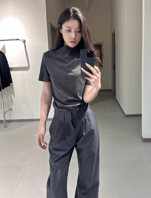 伸縮性スリムTシャツ テンセル混紡 / Elastic Slim T-shirt N5562 - ファッション通販NNine（ナイン）