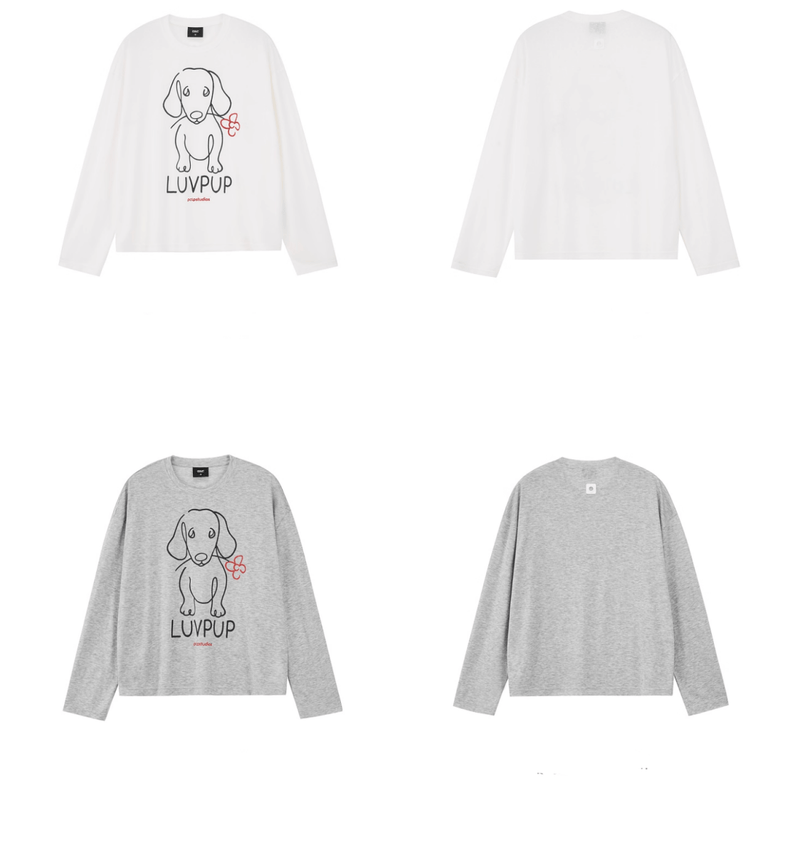 ラインアート・ドッグ グラフィック ロンT / Flower dog print T-shirt N5607 - ファッション通販NNine（ナイン）