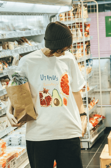 フルーツプリントTシャツ メンズ レディース 綿混素材｜Fruit Print T