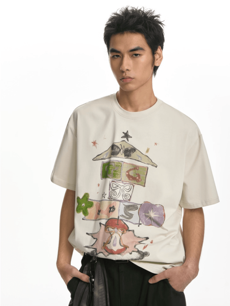 ウォーターカラー・グラフィックTシャツ N5624 - ファッション通販NNine（ナイン）