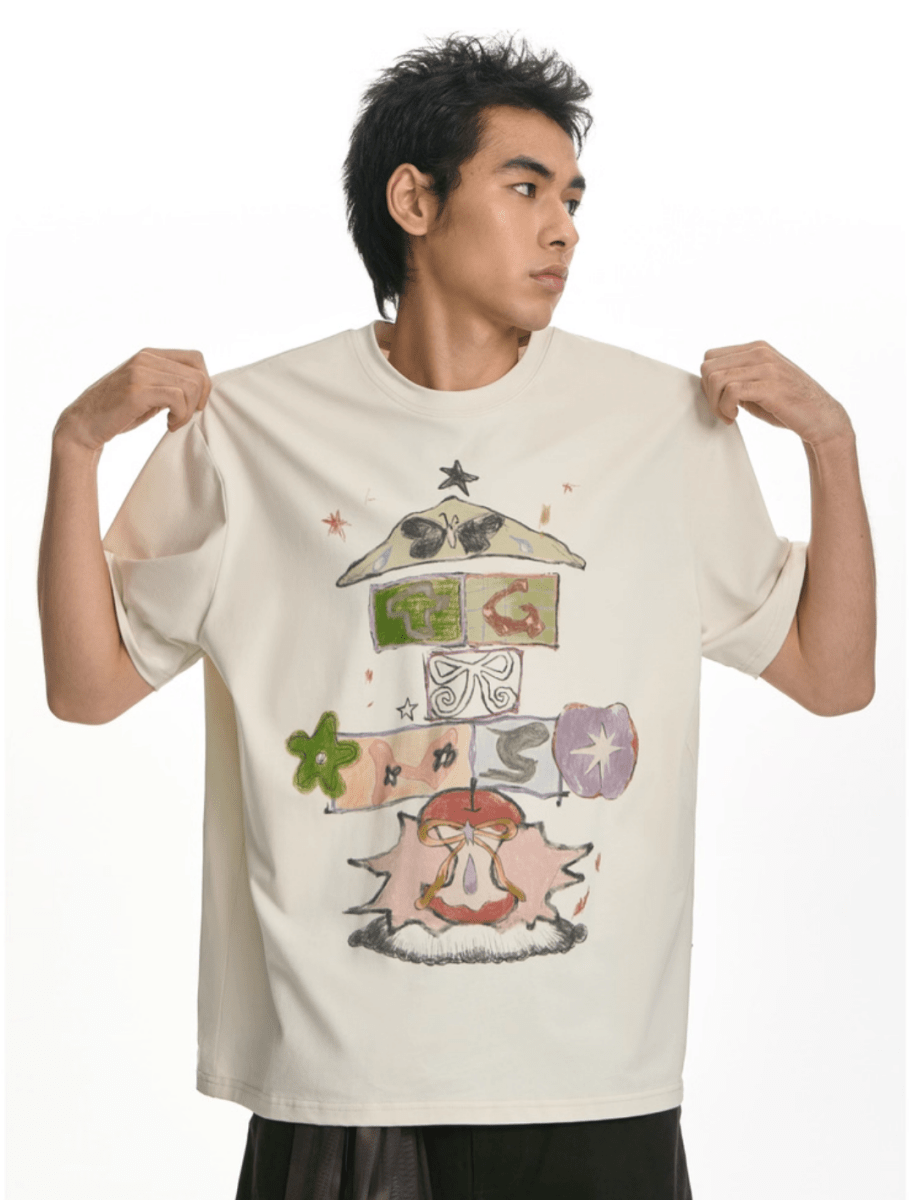 ウォーターカラー・グラフィックTシャツ N5624 - ファッション通販NNine（ナイン）