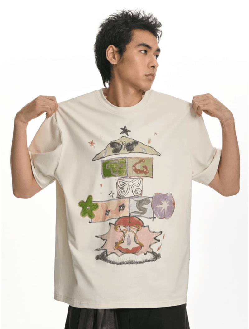 ウォーターカラー・グラフィックTシャツ N5624 - ファッション通販NNine（ナイン）