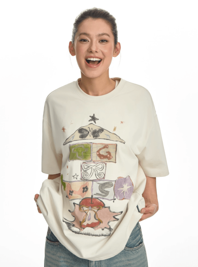 ウォーターカラー・グラフィックTシャツ N5624 - ファッション通販NNine（ナイン）
