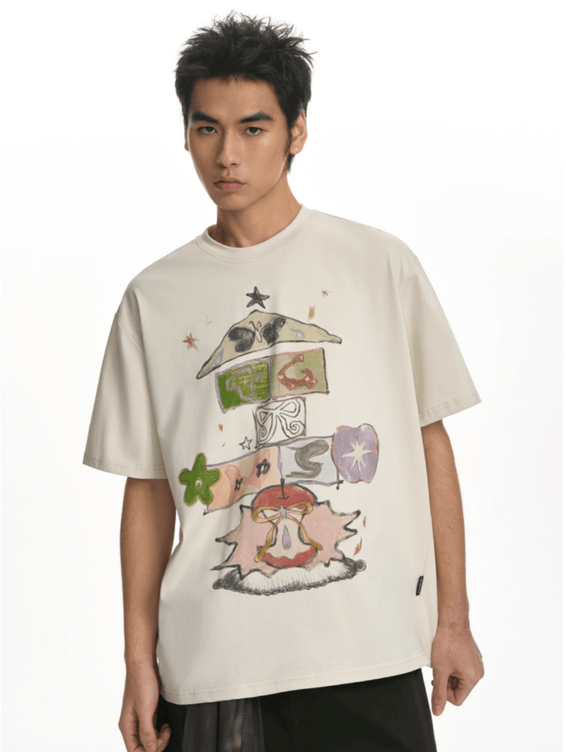 ウォーターカラー・グラフィックTシャツ N5624 - ファッション通販NNine（ナイン）