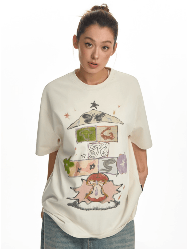 ウォーターカラー・グラフィックTシャツ N5624 - ファッション通販NNine（ナイン）
