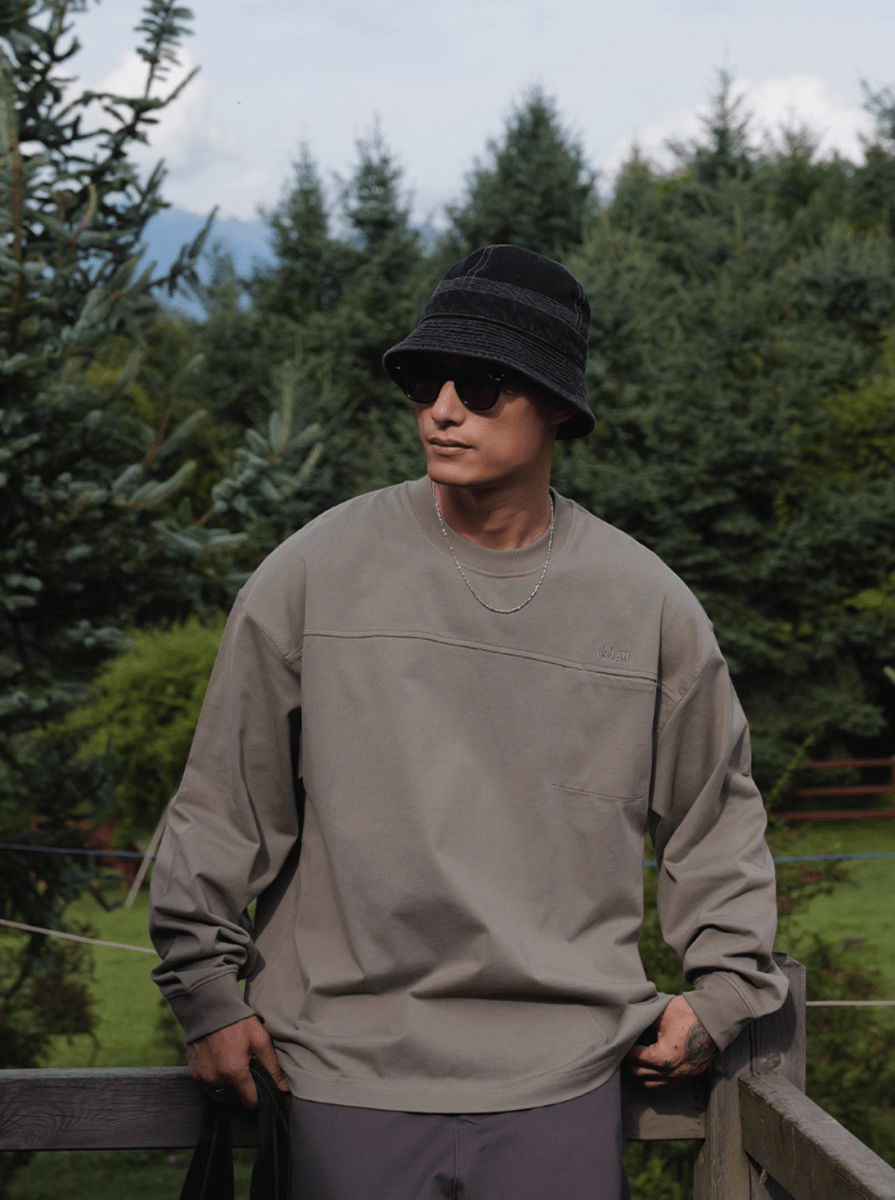 コットン刺繍ポケット ルーズロングTシャツ N5743 - ファッション通販NNine（ナイン）