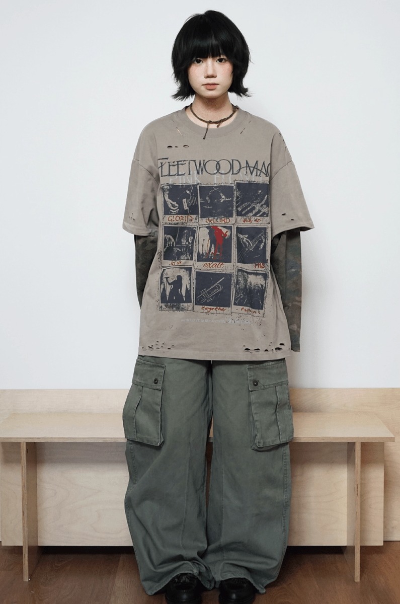 カモフラスリーブ・ダメージレイヤードロンT N6040 - ファッション通販NNine（ナイン）