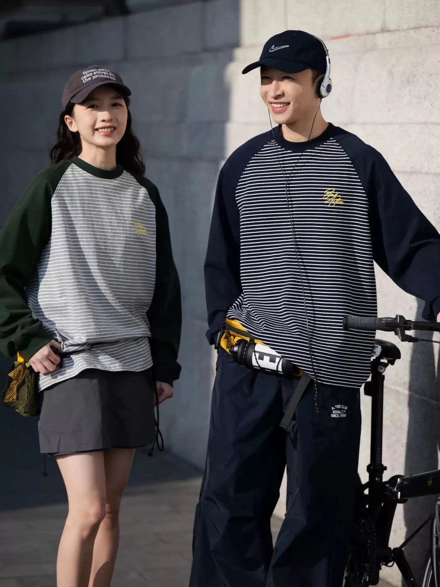 配色ラグランボーダー長袖Tシャツ　N6654 - ファッション通販NNine（ナイン）