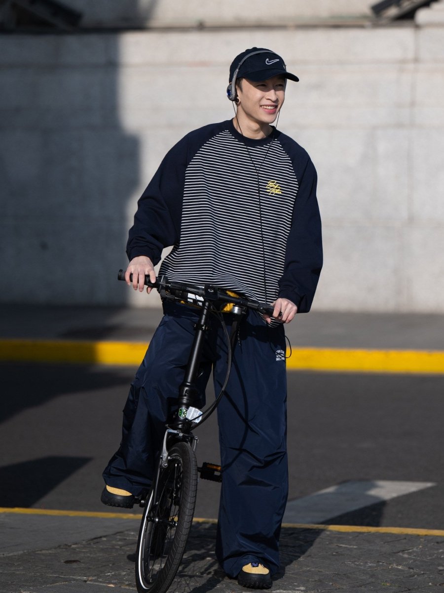配色ラグランボーダー長袖Tシャツ　N6654 - ファッション通販NNine（ナイン）