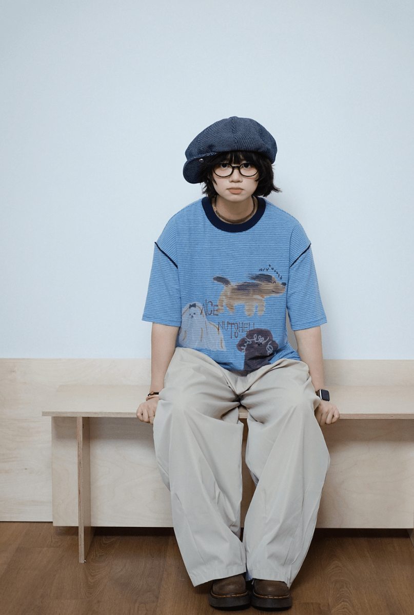 ボーダー アニマルグラフィック リンガーTシャツ N6866 - ファッション通販NNine（ナイン）