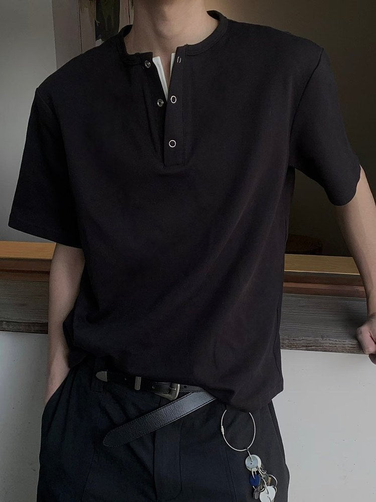コットン メタルボタン フェイクレイヤードTシャツ　N6871 - ファッション通販NNine（ナイン）