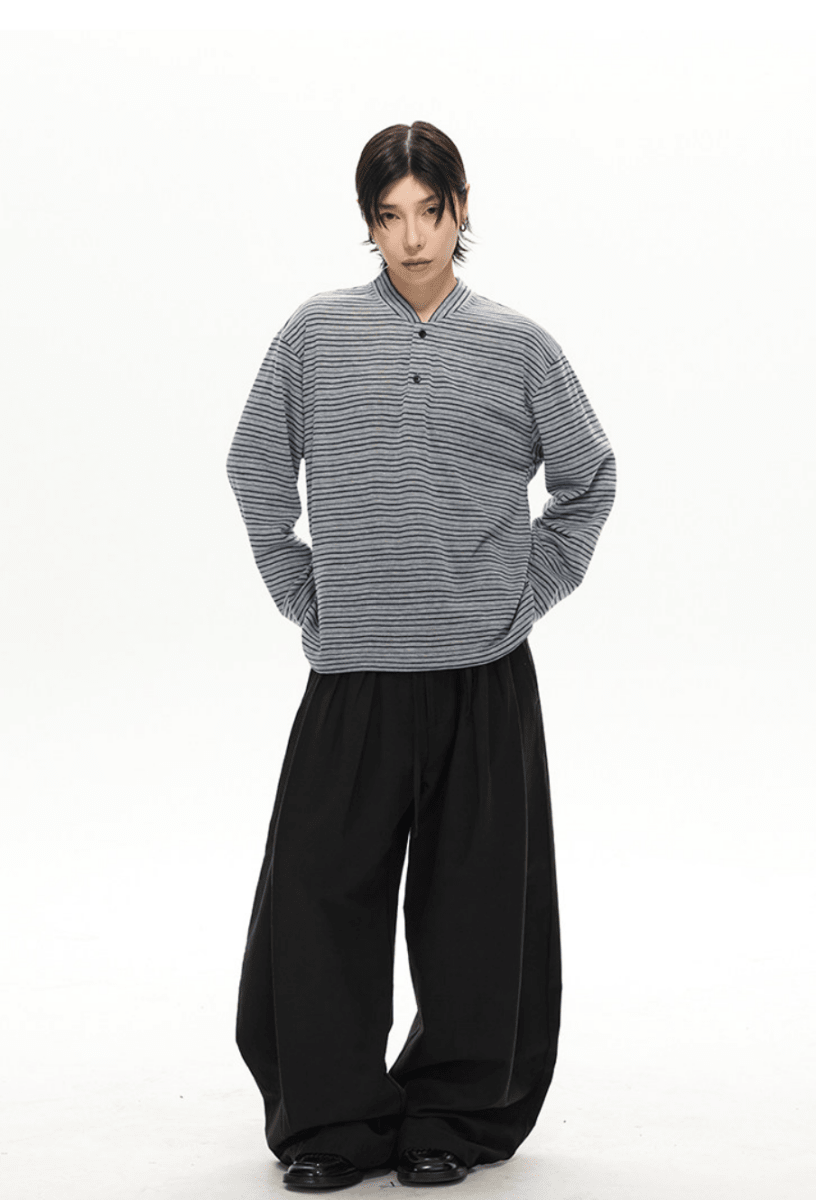 ボーダー ヘンリーネック ロングスリーブTシャツ　N6940 - ファッション通販NNine（ナイン）