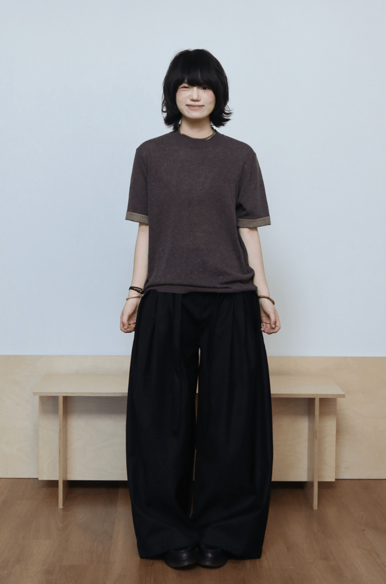 リヨセル混 千鳥格子カフス ニットTシャツ　N6953 - ファッション通販NNine（ナイン）
