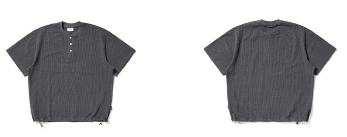 ワッフル地 ヘンリーネック 裾ドロスト Tシャツ　N6981 - ファッション通販NNine（ナイン）