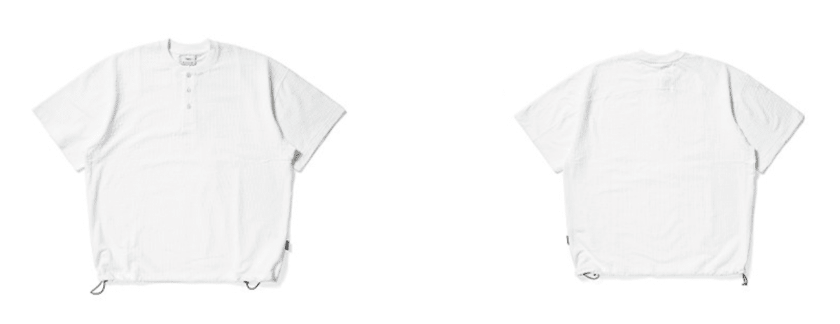 ワッフル地 ヘンリーネック 裾ドロスト Tシャツ　N6981 - ファッション通販NNine（ナイン）