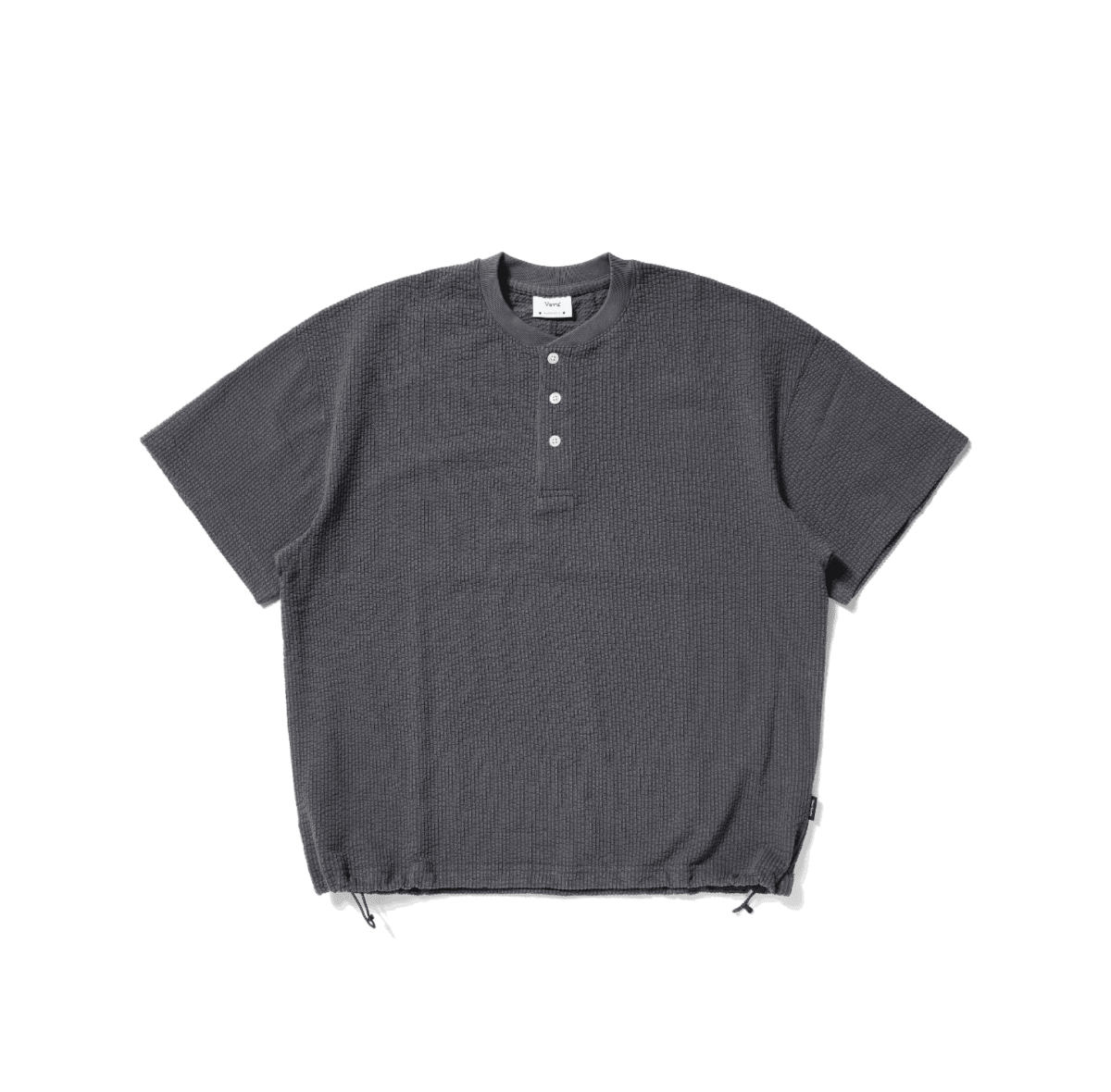 ワッフル地 ヘンリーネック 裾ドロスト Tシャツ　N6981 - ファッション通販NNine（ナイン）