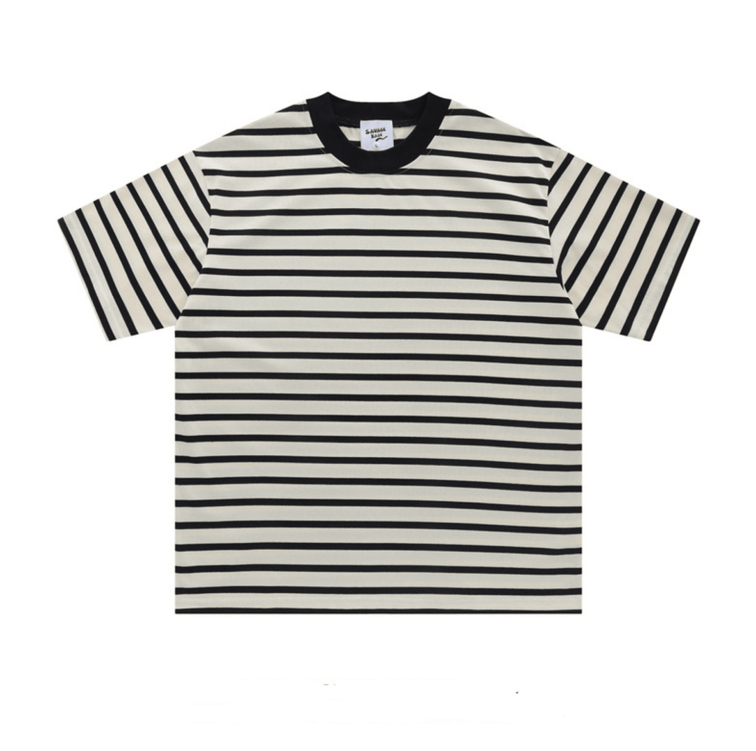 太ボーダー オーバーサイズ クルーネックTシャツ N6990