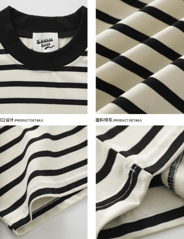 太ボーダー オーバーサイズ クルーネックTシャツ N6990