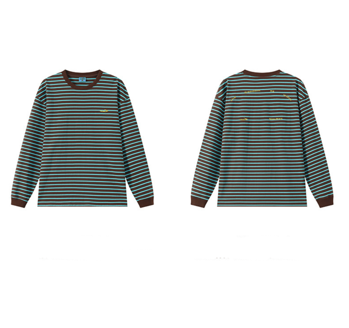 厚手コットン配色ボーダー落ち肩長袖Tシャツ　N7245 - ファッション通販NNine（ナイン）