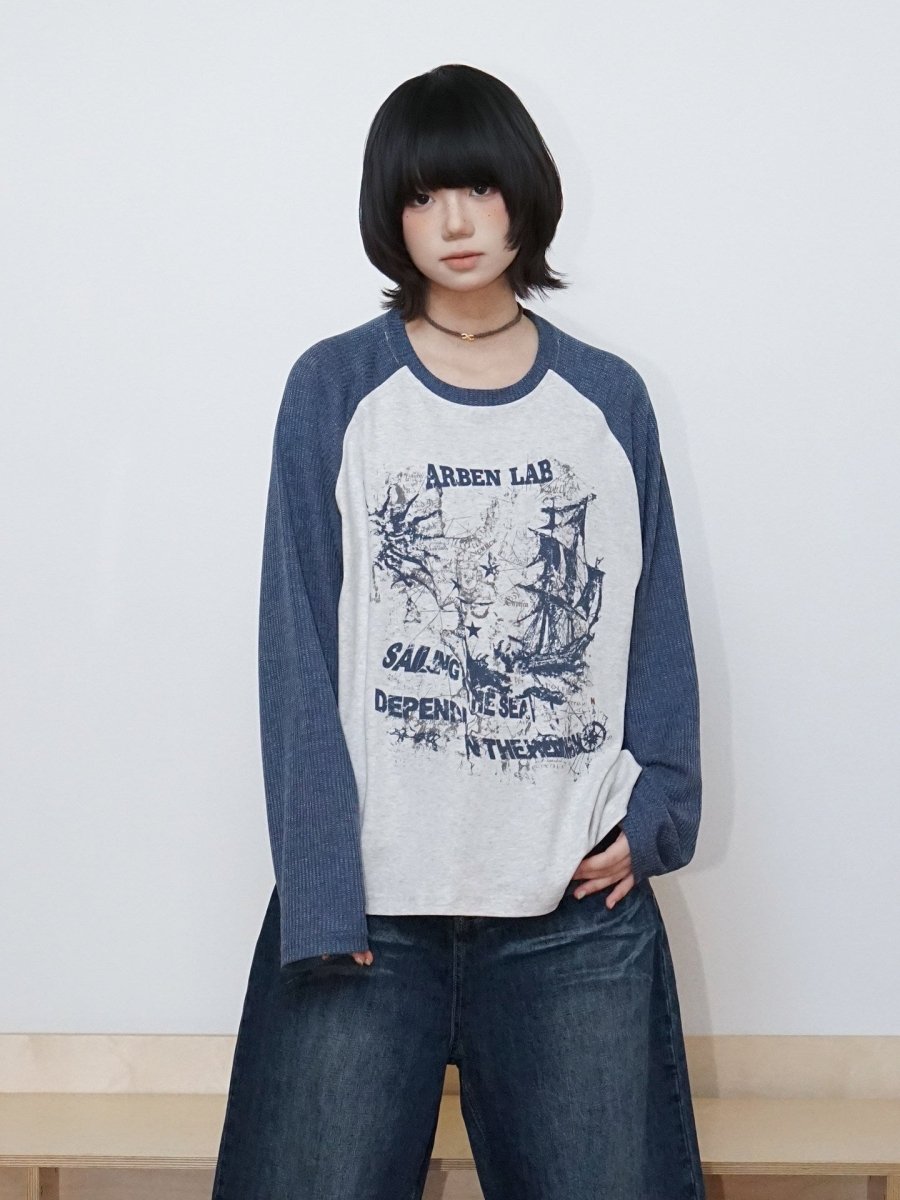ヴィンテージセーリングラグランロングTシャツ N7363 - ファッション通販NNine（ナイン）