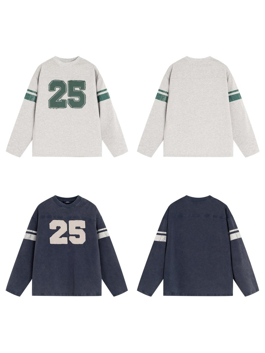ナンバーパッチウォッシュフットボールロングTシャツ N7401 - ファッション通販NNine（ナイン）