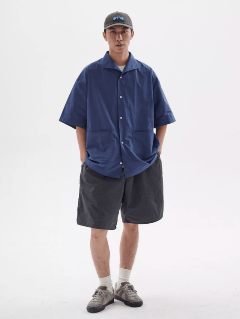 U字パッチポケット開襟シャツ メンズ レディース 綿100% 半袖｜U - shaped Patch Pocket Open Collar SHIRT N5419 - メンズファッション通販 NNine(ナイン)