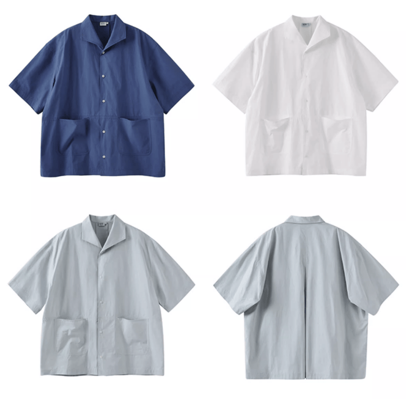 U字パッチポケット開襟シャツ メンズ レディース 綿100% 半袖｜U - shaped Patch Pocket Open Collar SHIRT N5419 - メンズファッション通販 NNine(ナイン)