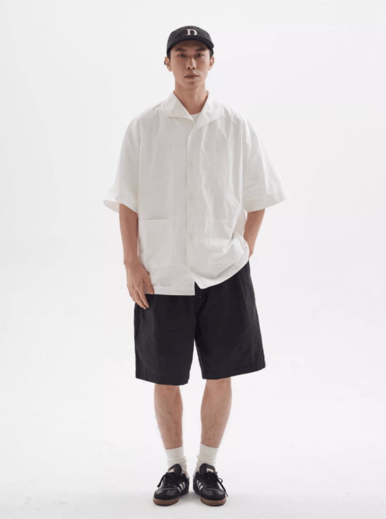 U字パッチポケット開襟シャツ メンズ レディース 綿100% 半袖｜U-shaped Patch Pocket Open Collar SHIRT N5419