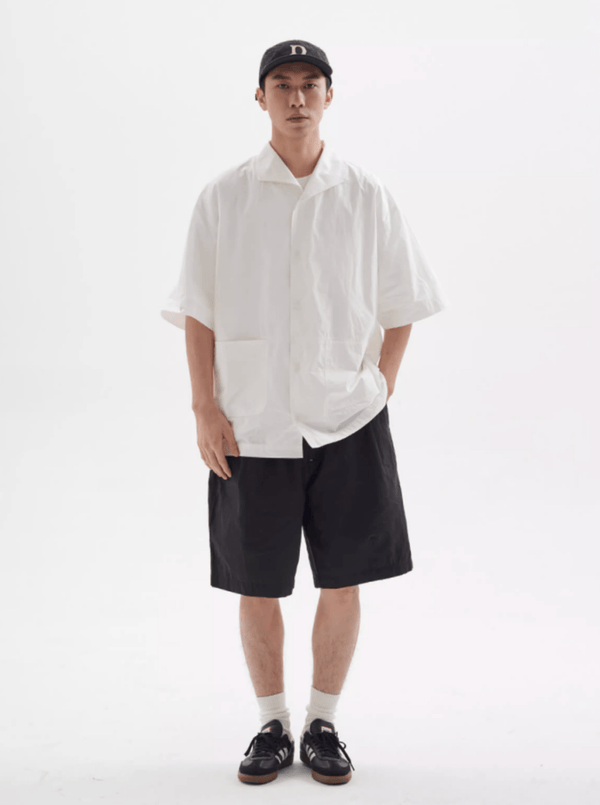 U字パッチポケット開襟シャツ メンズ レディース 綿100% 半袖｜U - shaped Patch Pocket Open Collar SHIRT N5419 - メンズファッション通販 NNine(ナイン)
